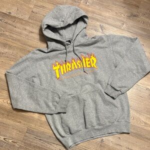 Thrasher Gray Hoodie with Yellow Flame Logo